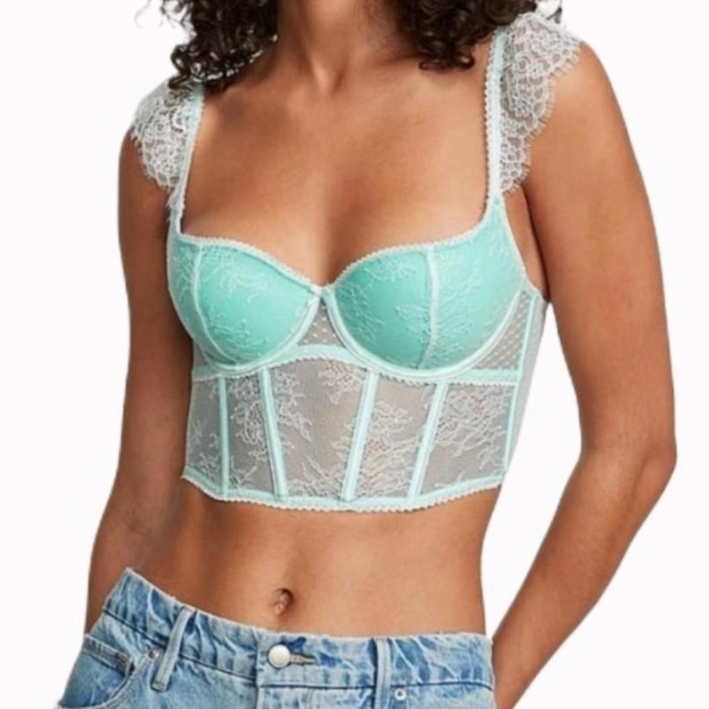 Victoria’s Secret Mint Green Sheer Corset Top